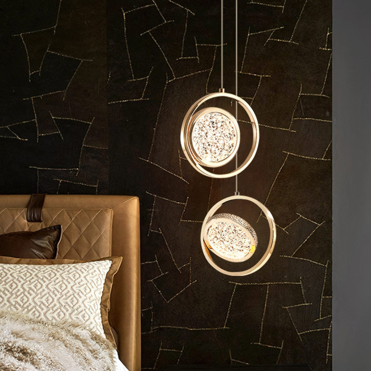 Concentric Ring Crystal Pendant Light