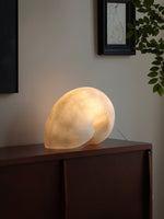 Conch Bloom Sculptural Resin Table Lamp with Nautilus Shell Design