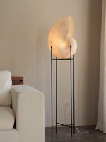 Conch Bloom Sculptural Resin Table Lamp with Nautilus Shell Design
