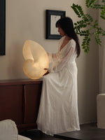 Conch Bloom Sculptural Resin Table Lamp with Nautilus Shell Design