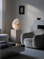 Conch Bloom Sculptural Resin Table Lamp with Nautilus Shell Design