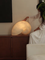 Conch Bloom Sculptural Resin Table Lamp with Nautilus Shell Design