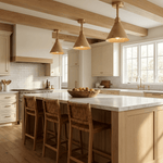 Cone Semi-Flush Ceiling Light in Walnut and Brass
