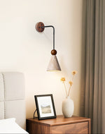 Cone Wood Bead Wall Sconce in Yellow Travertine