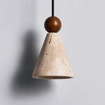 Cone Wood Bead Wall Sconce in Yellow Travertine
