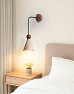 Cone Wood Bead Wall Sconce in Yellow Travertine