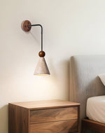 Cone Wood Bead Wall Sconce in Yellow Travertine