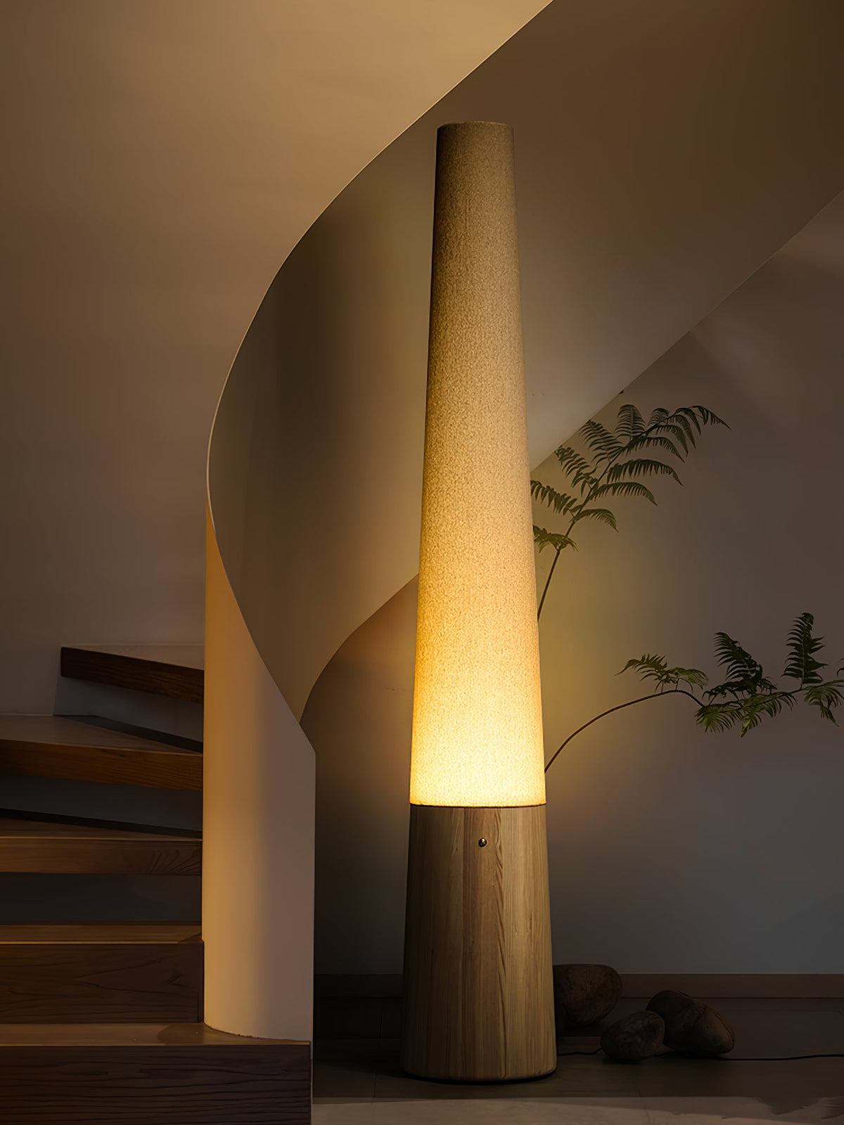 Cone Wooden Floor Lamp – Modern LED Floor Light for Living Room & Bedroom