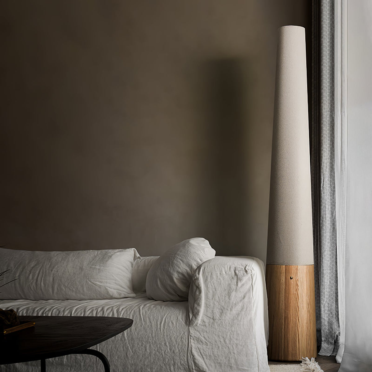 Cone Wooden Floor Lamp – Modern LED Floor Light for Living Room & Bedroom
