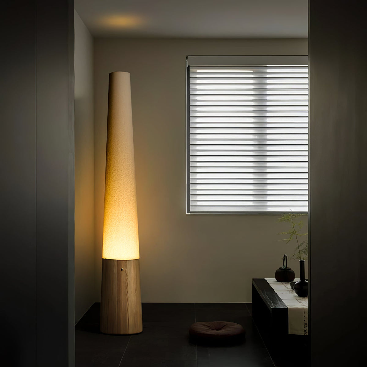 Cone Wooden Floor Lamp – Modern LED Floor Light for Living Room & Bedroom