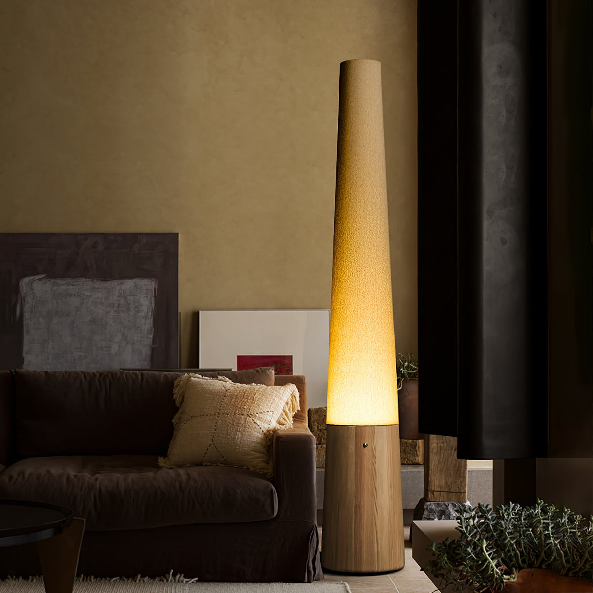 Cone Wooden Floor Lamp – Modern LED Floor Light for Living Room & Bedroom