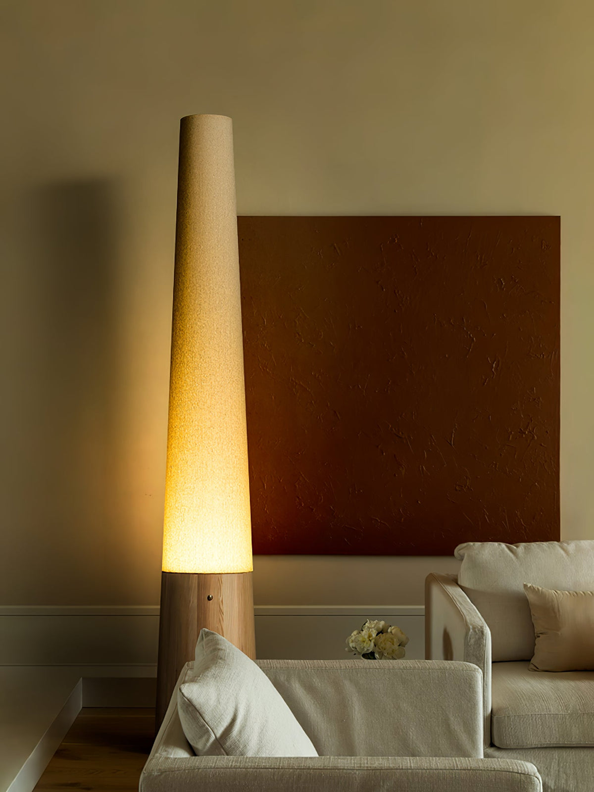 Cone Wooden Floor Lamp – Modern LED Floor Light for Living Room & Bedroom