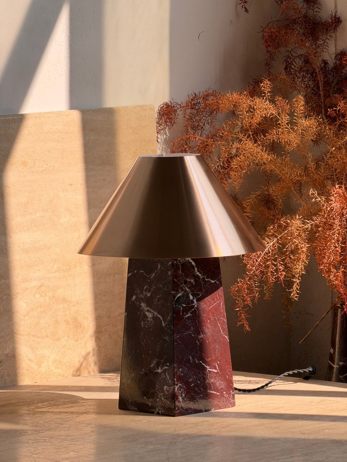 Conic Marble Table Lamp with Brass Shade for Modern Interiors