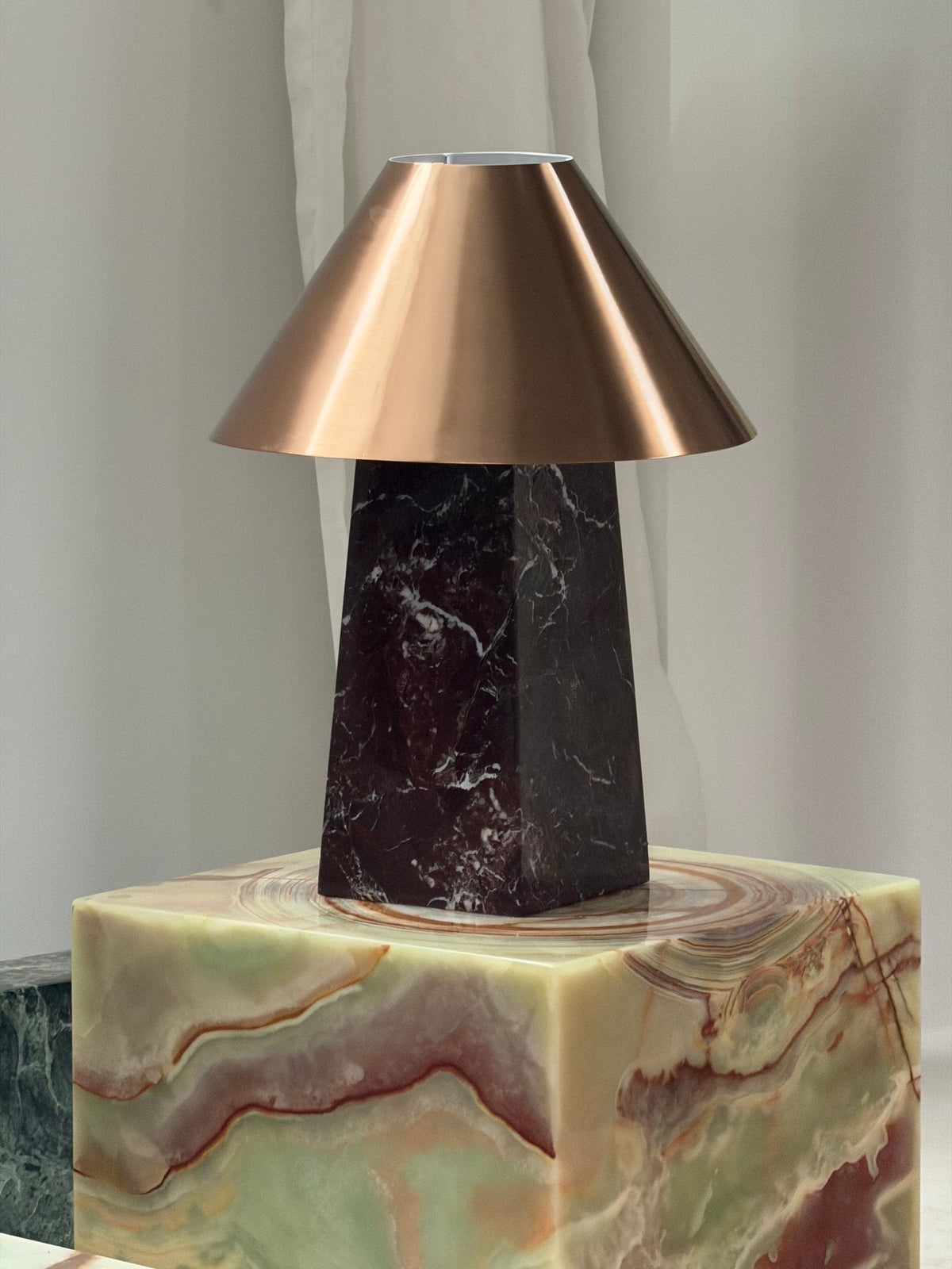 Conic Marble Table Lamp with Brass Shade for Modern Interiors