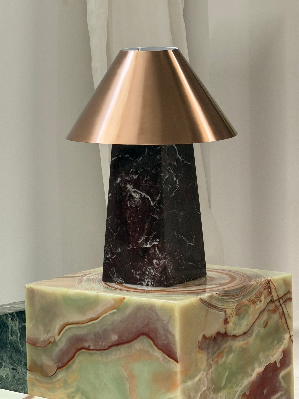 Conic Marble Table Lamp with Brass Shade for Modern Interiors
