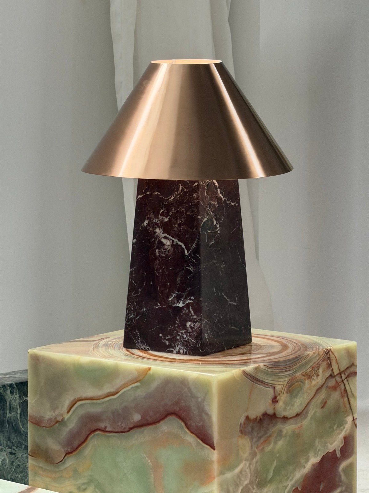 Conic Marble Table Lamp with Brass Shade for Modern Interiors