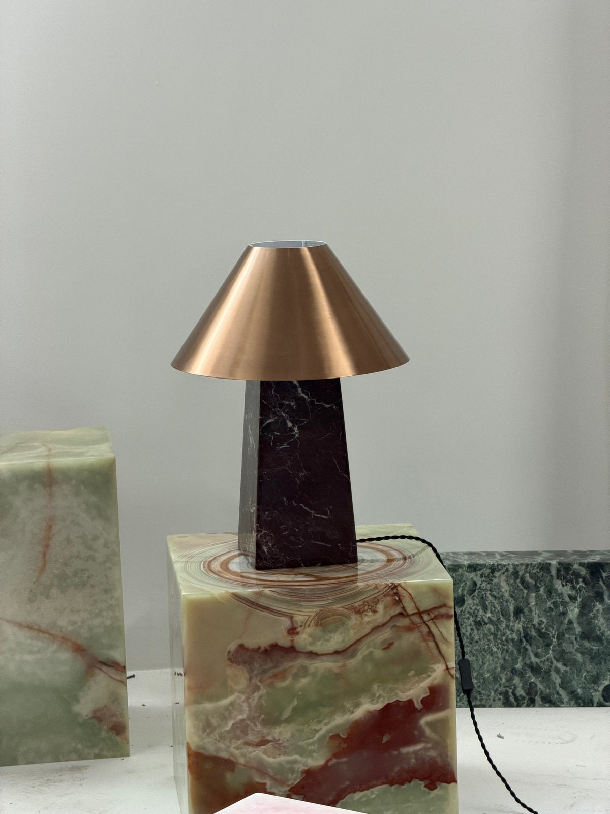Conic Marble Table Lamp with Brass Shade for Modern Interiors