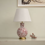 Coral Bird Floral Ceramic Table Lamp with Fabric Shade