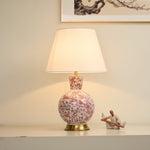 Coral Bird Floral Ceramic Table Lamp with Fabric Shade