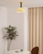 Coral Crest Ceiling Lamp – Designer Flush Mount with Wood Beads