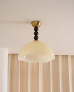 Coral Crest Ceiling Lamp – Designer Flush Mount with Wood Beads