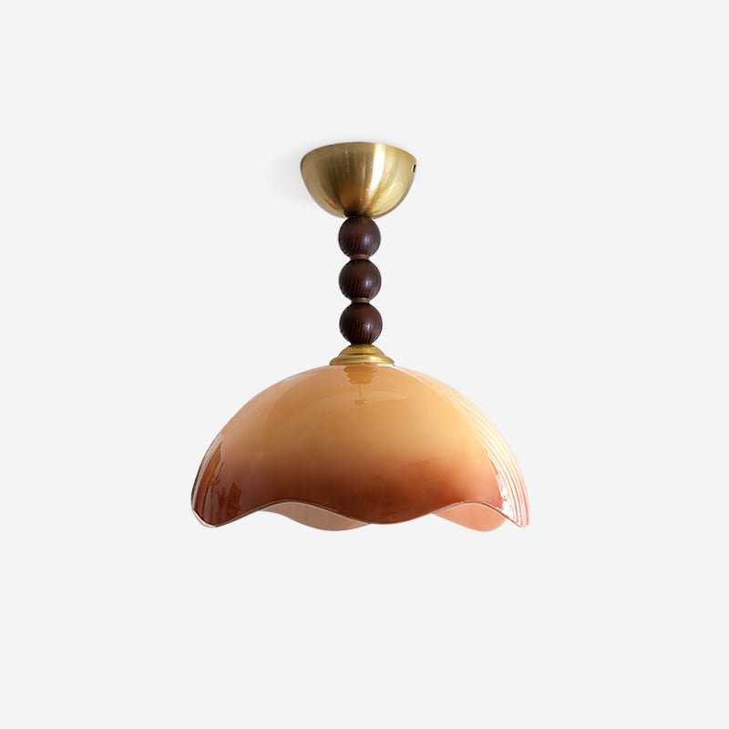 Coral Crest Ceiling Lamp – Designer Flush Mount with Wood Beads