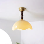 Coral Crest Ceiling Lamp – Designer Flush Mount with Wood Beads