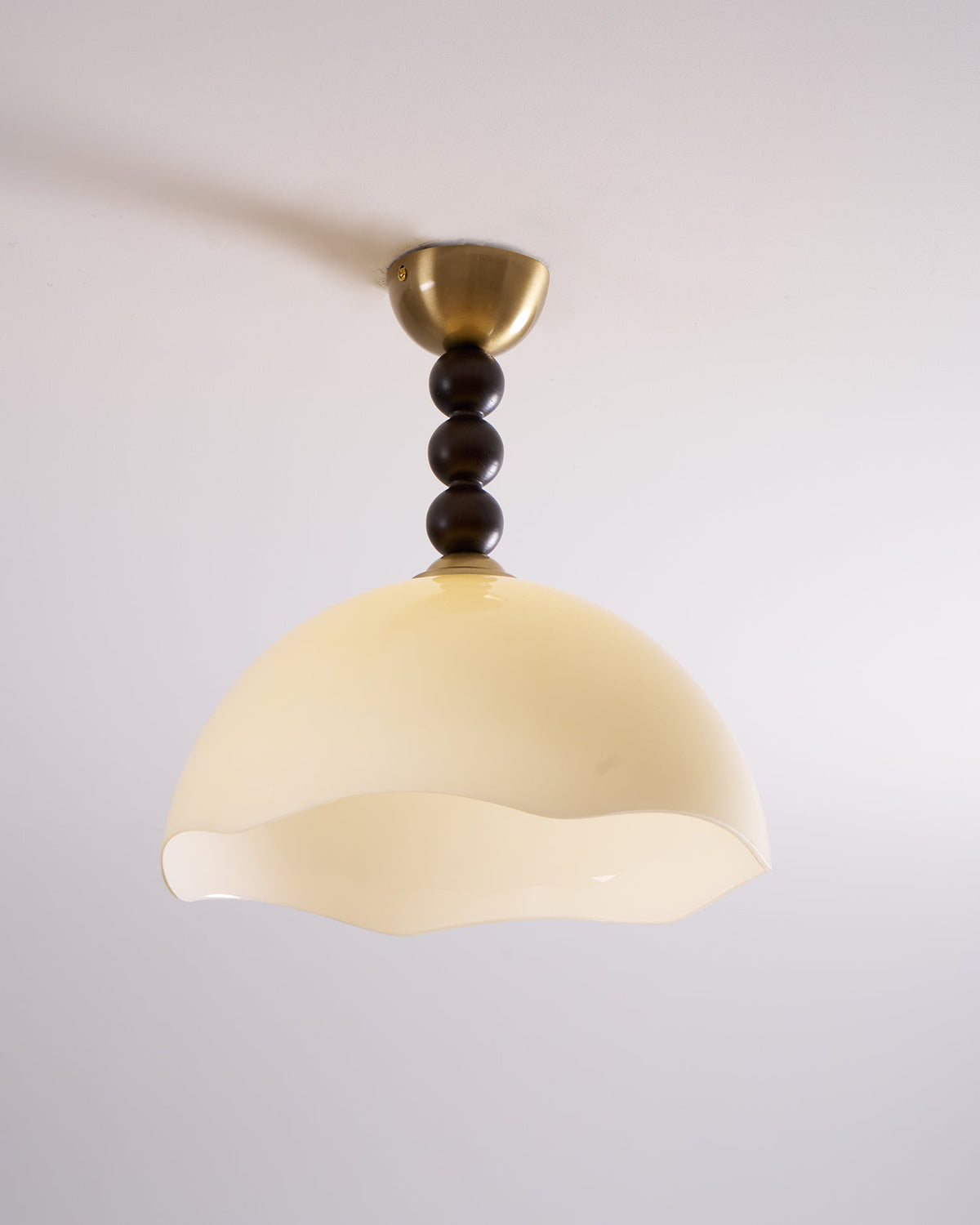 Coral Crest Ceiling Lamp – Designer Flush Mount with Wood Beads