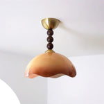 Coral Crest Ceiling Lamp – Designer Flush Mount with Wood Beads