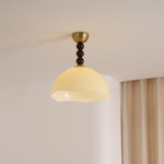 Coral Crest Ceiling Lamp – Designer Flush Mount with Wood Beads