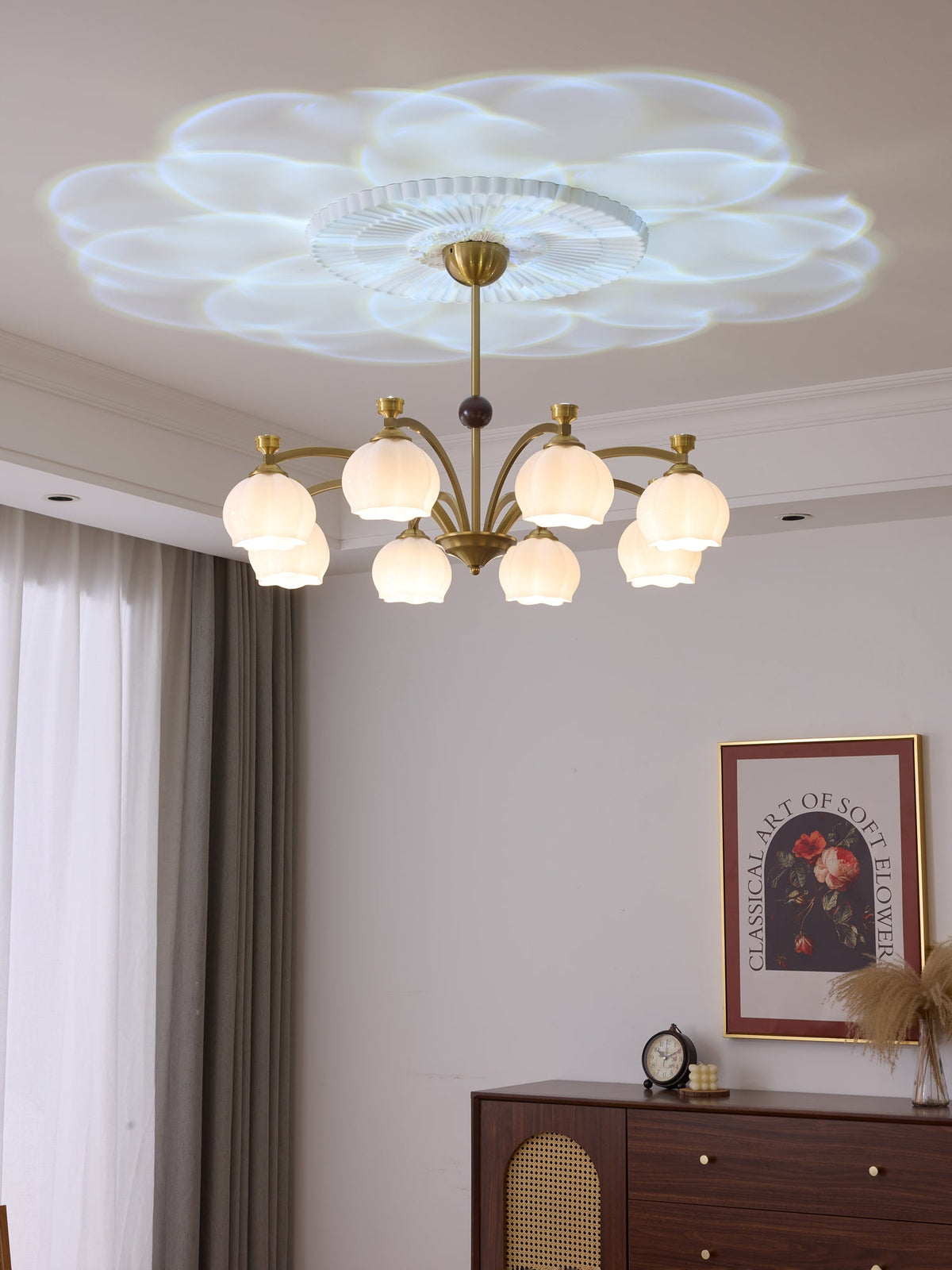 Corinne Arc Chandelier – Modern Curved Glass Pendant Light for Dining Room and Living Room
