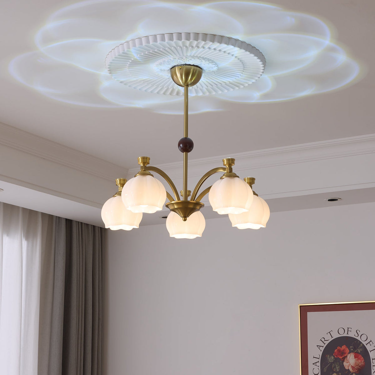 Corinne Arc Chandelier – Modern Curved Glass Pendant Light for Dining Room and Living Room