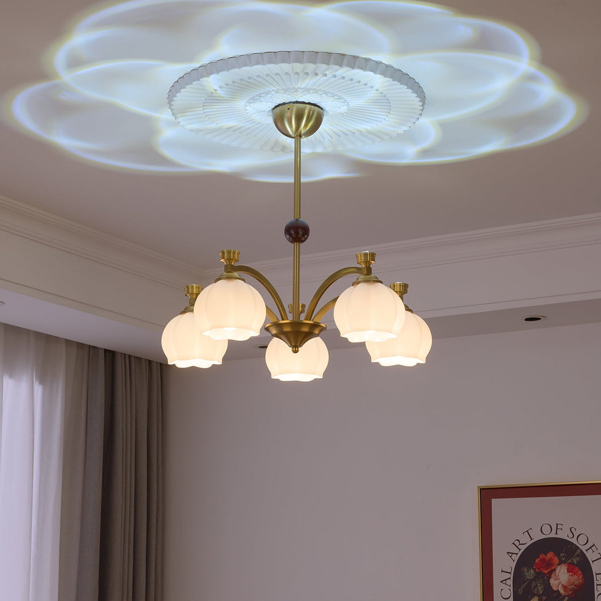 Corinne Arc Chandelier – Modern Curved Glass Pendant Light for Dining Room and Living Room