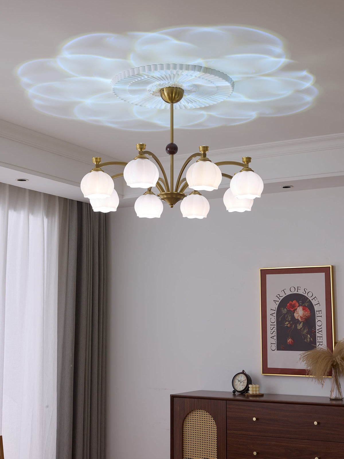 Corinne Arc Chandelier – Modern Curved Glass Pendant Light for Dining Room and Living Room