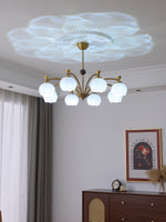 Corinne Arc Chandelier – Modern Curved Glass Pendant Light for Dining Room and Living Room