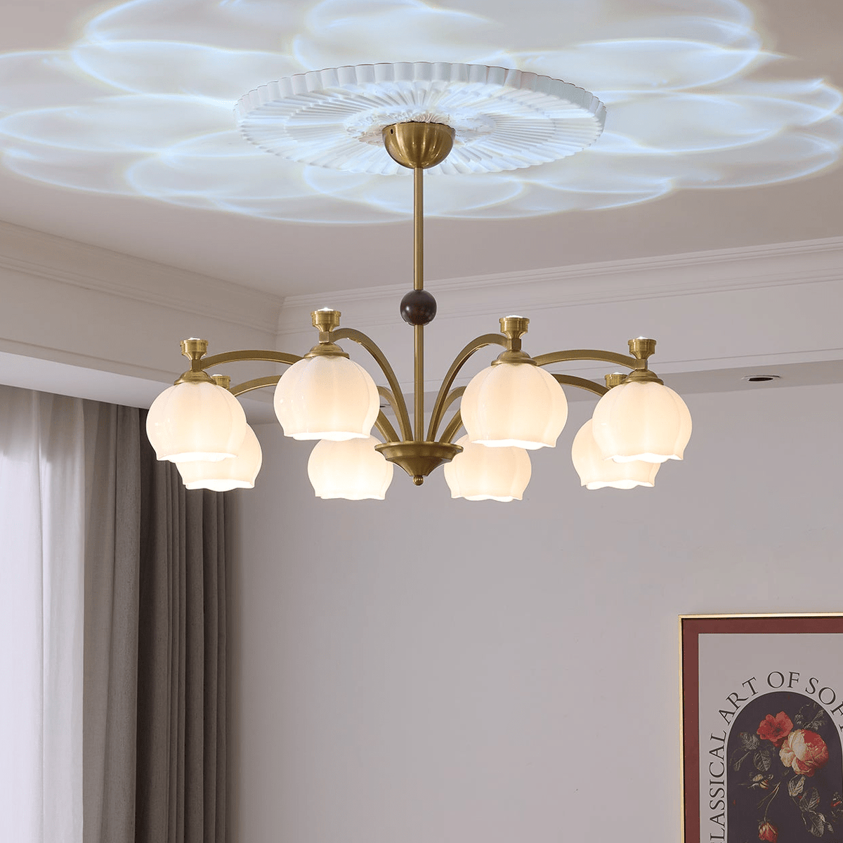 Corinne Arc Chandelier – Modern Curved Glass Pendant Light for Dining Room and Living Room
