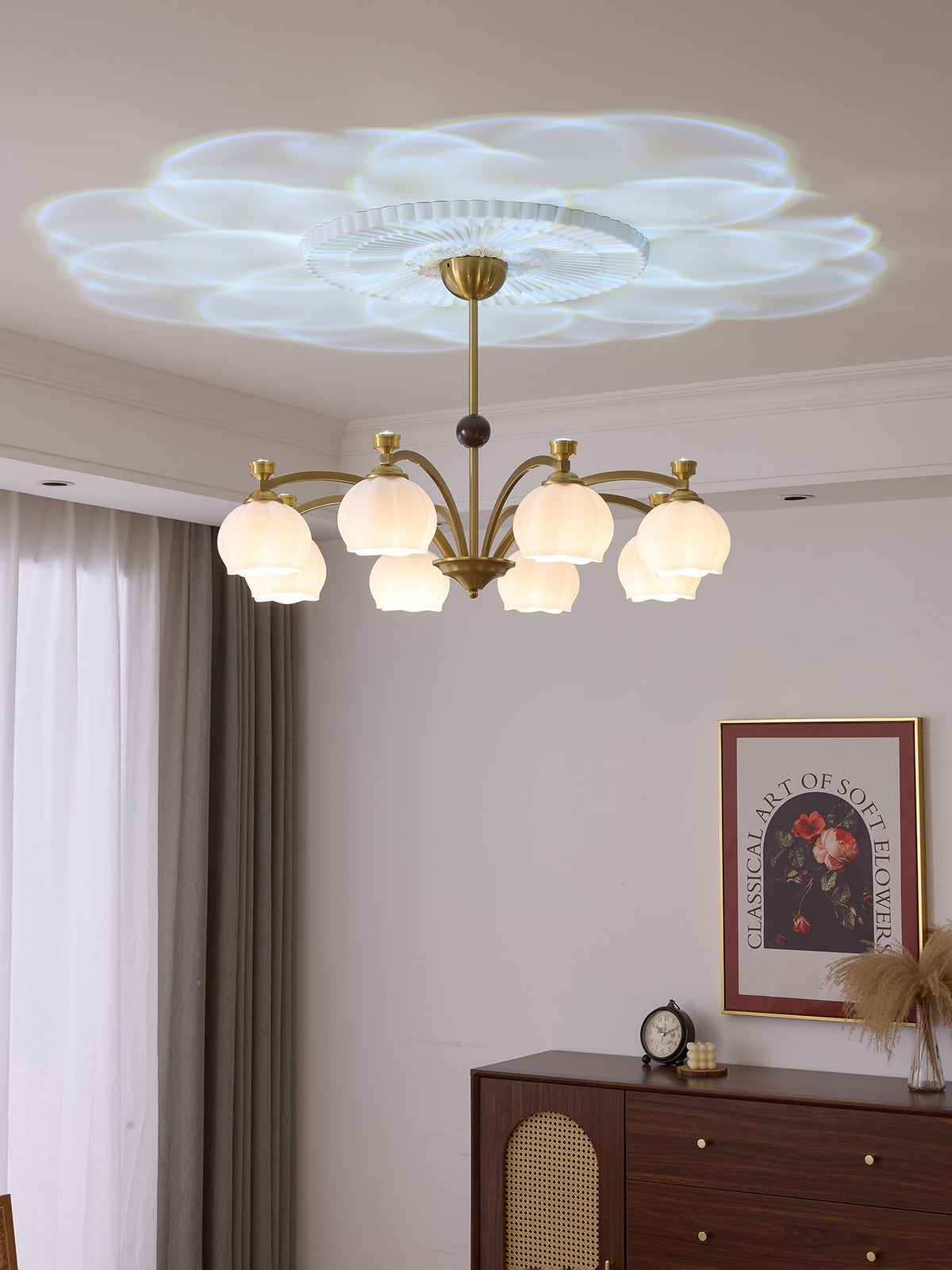 Corinne Arc Chandelier – Modern Curved Glass Pendant Light for Dining Room and Living Room