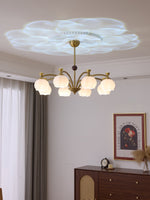 Corinne Arc Chandelier – Modern Curved Glass Pendant Light for Dining Room and Living Room