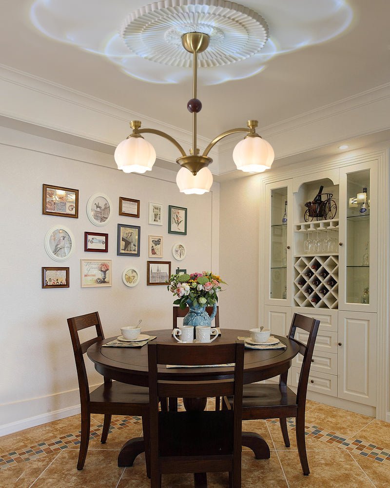 Corinne Arc Chandelier – Modern Curved Glass Pendant Light for Dining Room and Living Room