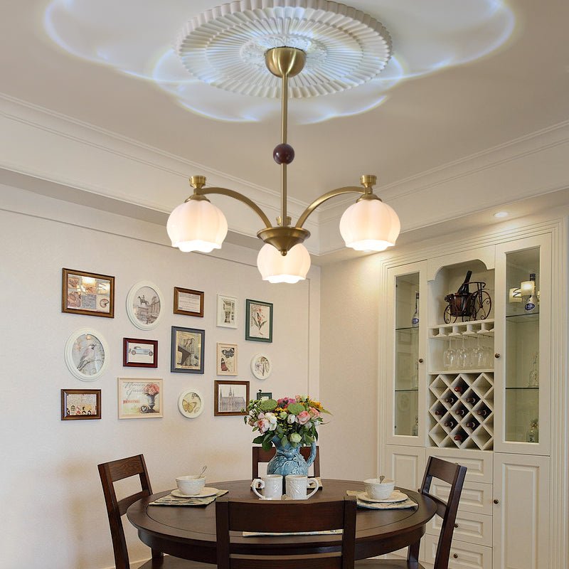 Corinne Arc Chandelier – Modern Curved Glass Pendant Light for Dining Room and Living Room