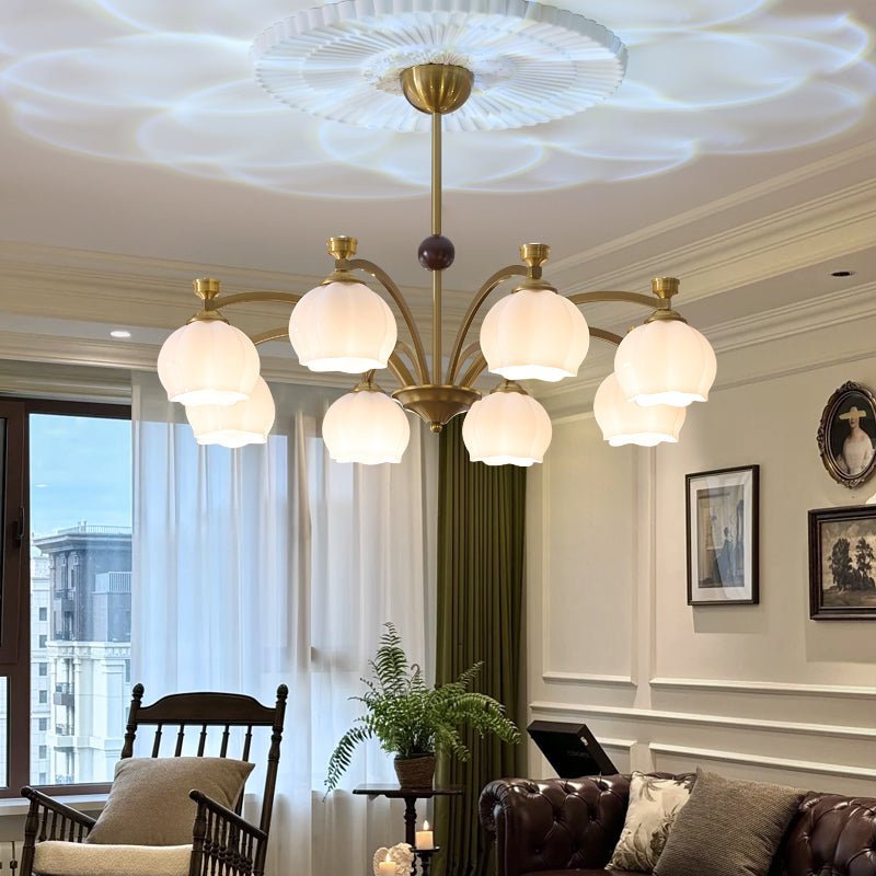 Corinne Arc Chandelier – Modern Curved Glass Pendant Light for Dining Room and Living Room