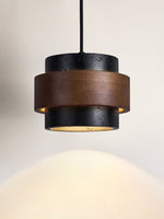 Cosma Ring Pendant Light in Black Travertine and Walnut