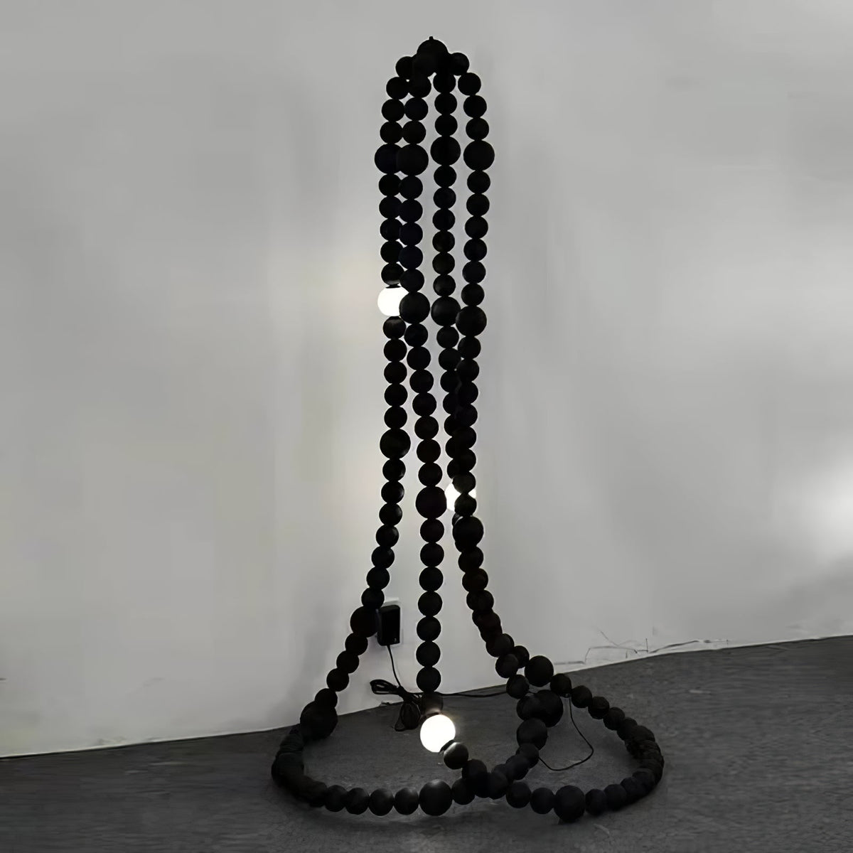 Cosmic Beads Chandelier – Modern LED Pendant Light with Matte Black Spheres