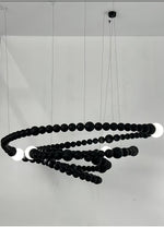 Cosmic Beads Chandelier – Modern LED Pendant Light with Matte Black Spheres