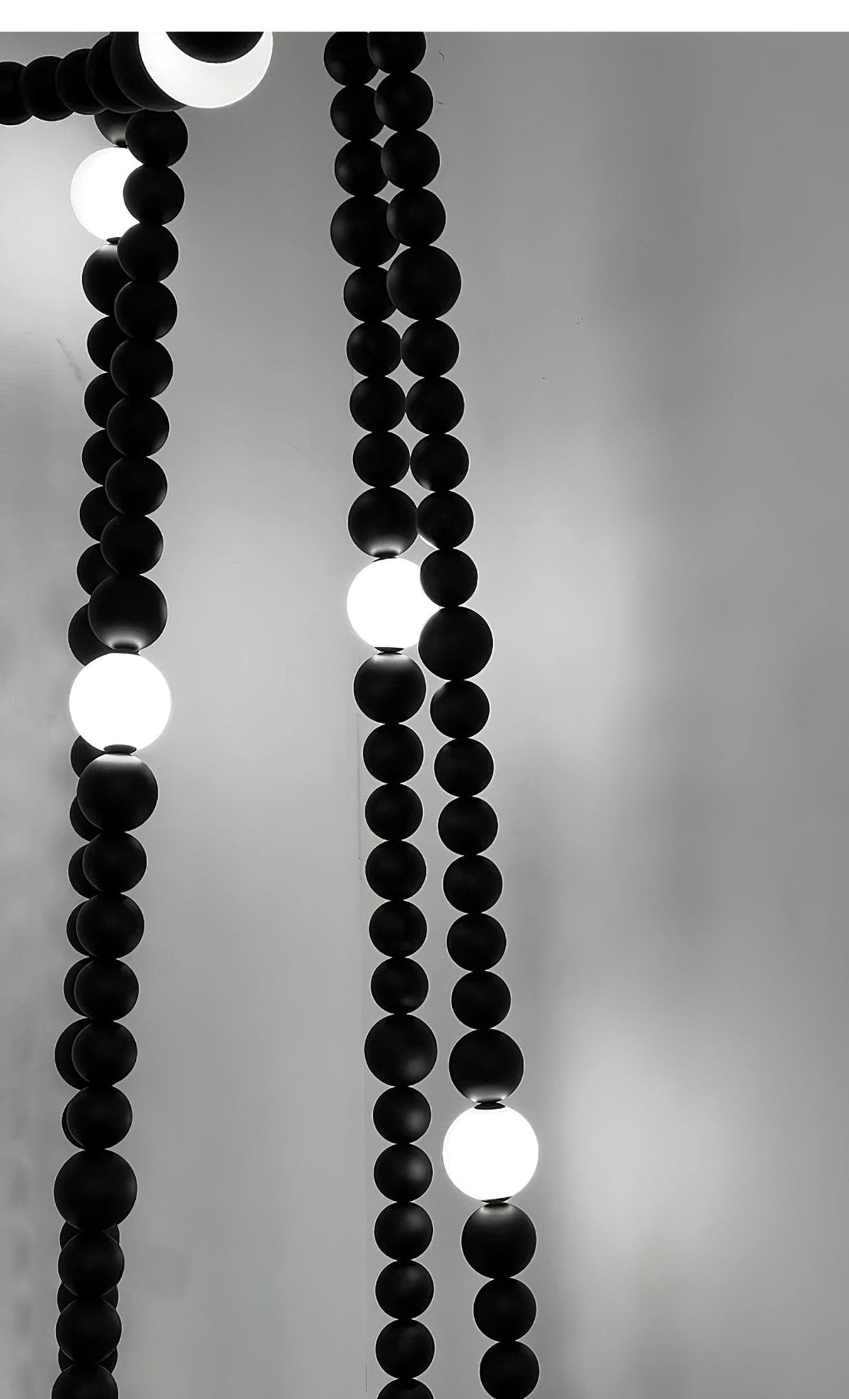Cosmic Beads Chandelier – Modern LED Pendant Light with Matte Black Spheres
