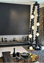 Cosmic Beads Chandelier – Modern LED Pendant Light with Matte Black Spheres