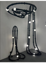 Cosmic Beads Chandelier – Modern LED Pendant Light with Matte Black Spheres