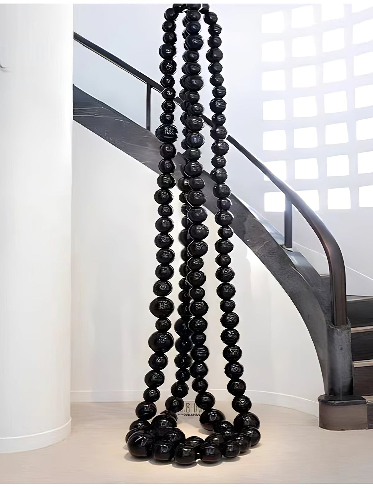 Cosmic Beads Chandelier – Modern LED Pendant Light with Matte Black Spheres