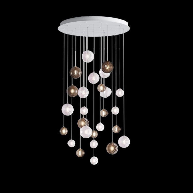 Cosmic Sphere Cascade Chandelier – Modern Glass Pendant Light for Dining Room and Living Room