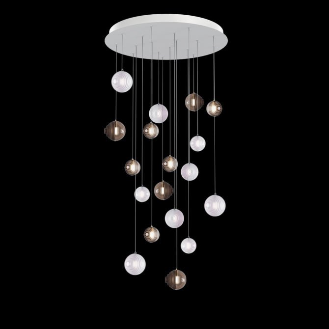 Cosmic Sphere Cascade Chandelier – Modern Glass Pendant Light for Dining Room and Living Room